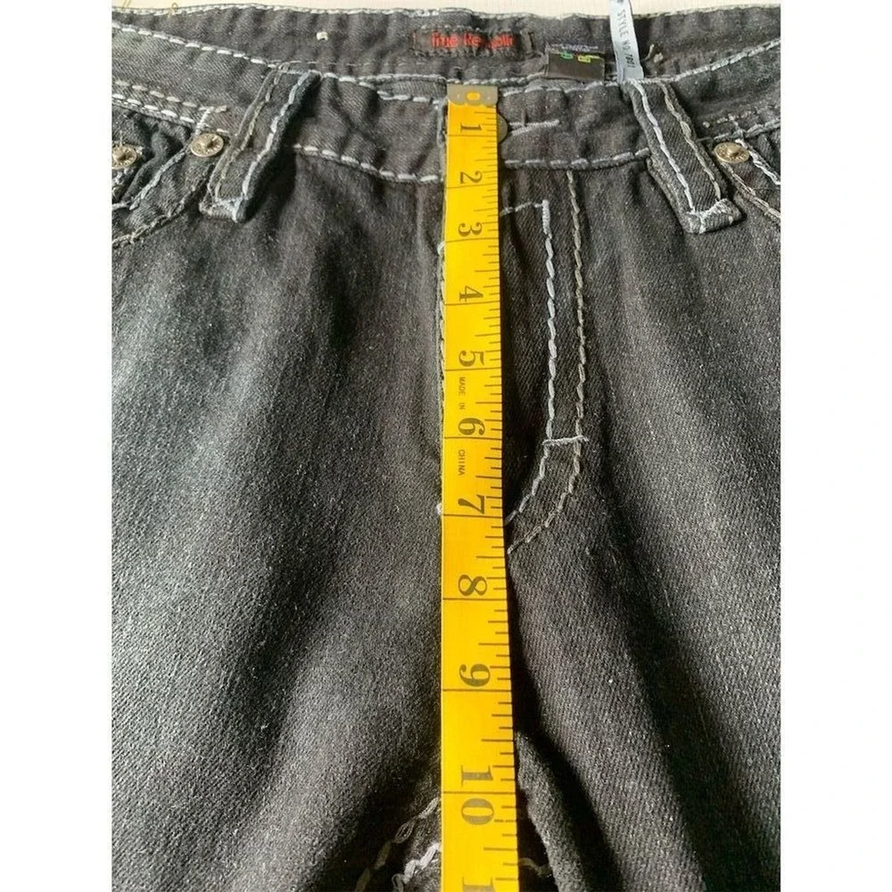True Religion Men's Straight Jeans Black Size 36 Triple Stitching